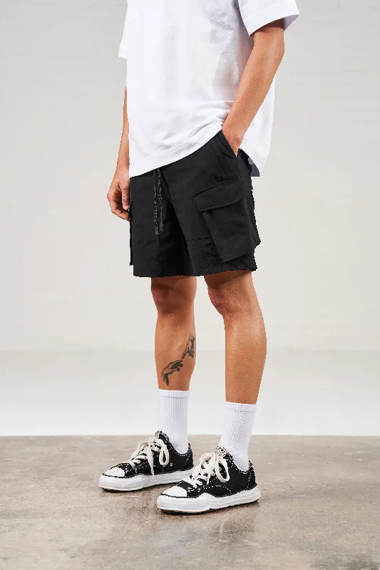 PANELLED CARGO SHORT - BLACK