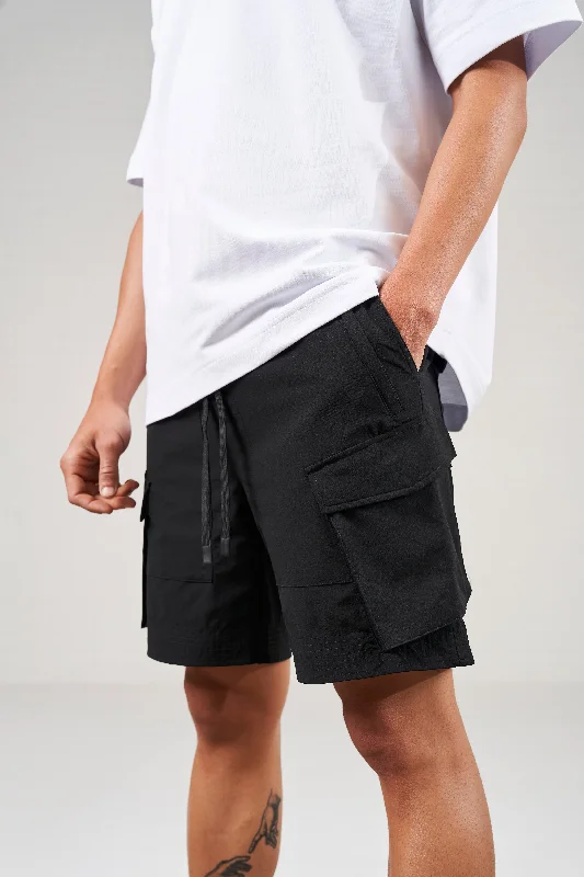 PANELLED CARGO SHORT - BLACK