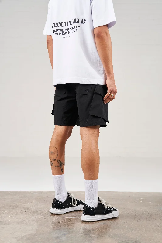 PANELLED CARGO SHORT - BLACK