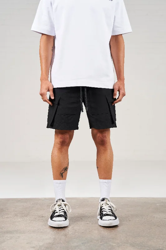 PANELLED CARGO SHORT - BLACK