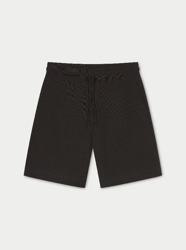 RIB TEXTURED SHORTS - BLACK