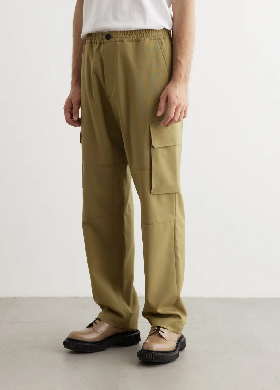 Tropical Wool Drawstring Cargo Pants