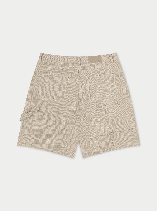 TWILL RIVET CARPENTER SHORTS - BEIGE