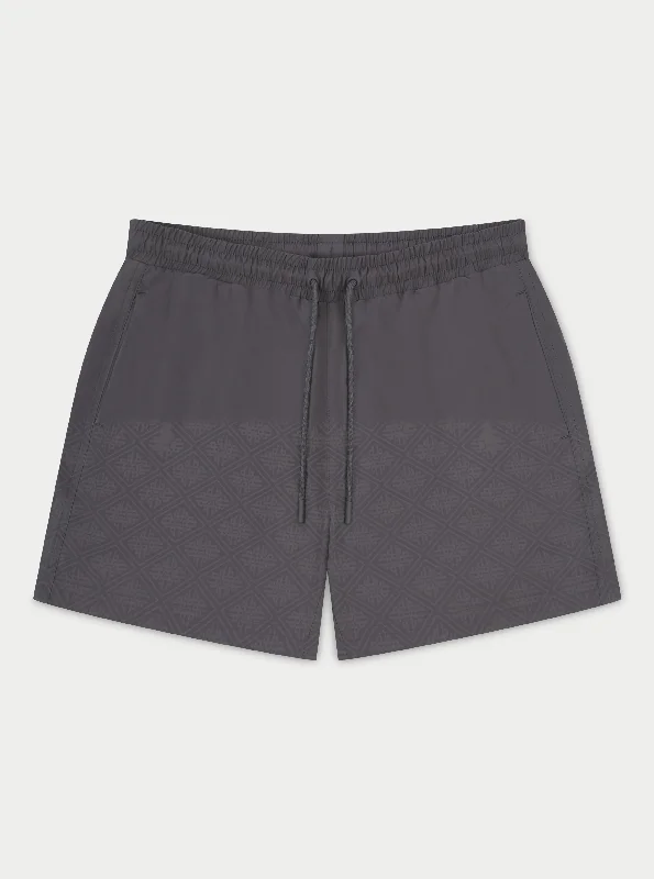 WATER REACTIVE EMBLEM SWIM SHORTS - CHARCOAL