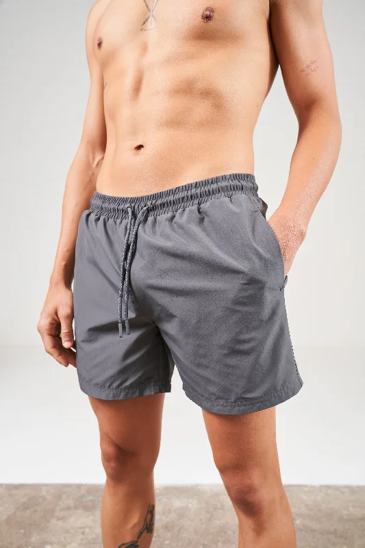 WATER REACTIVE EMBLEM SWIM SHORTS - CHARCOAL