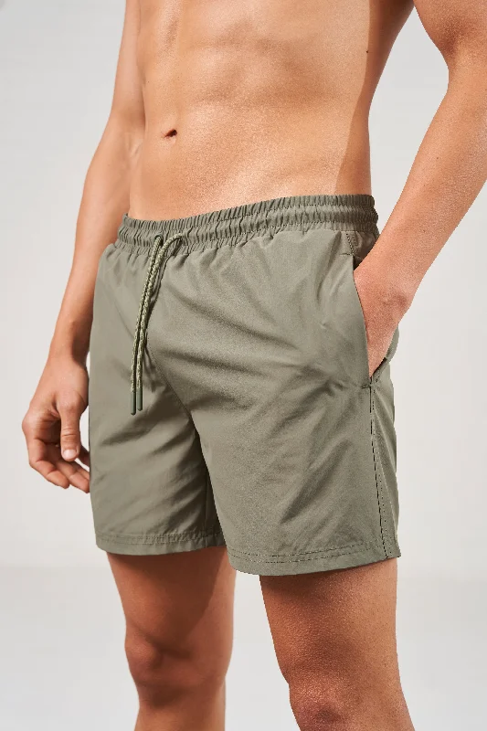 WATER REACTIVE EMBLEM SWIM SHORTS - KHAKI