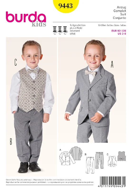 Burda BD9443 Boys' Suit Pattern | Advanced