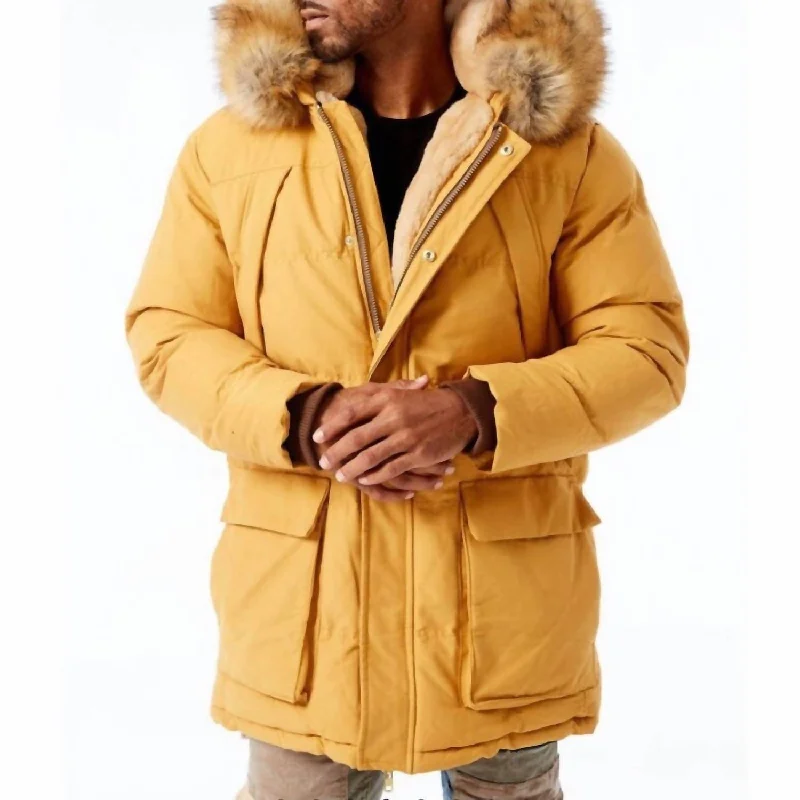 Bismarck Fur Lined Parka Jacket In Desert