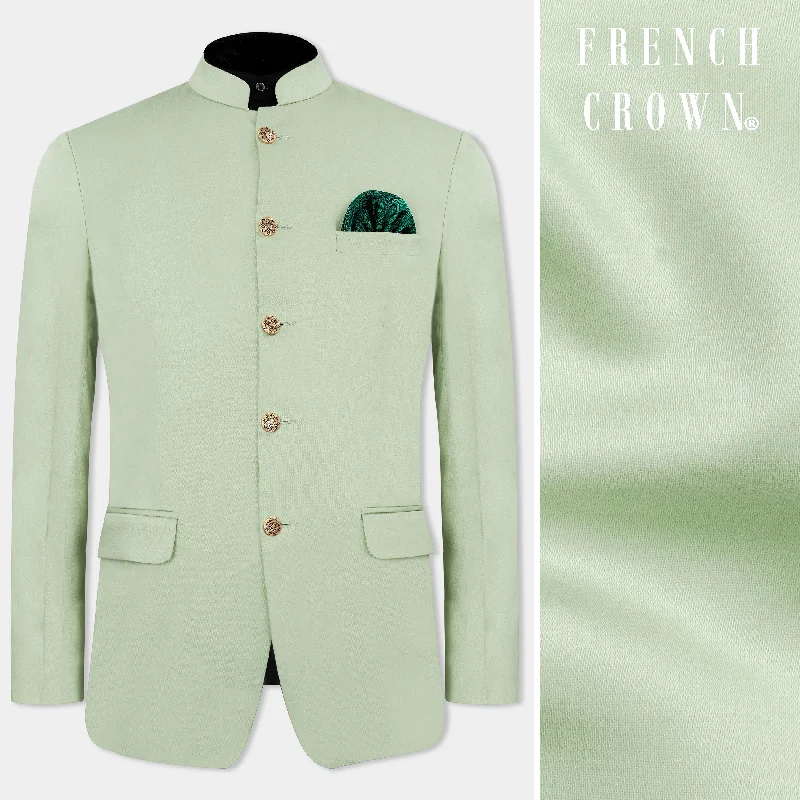 Coriander Green Premium Cotton Bandhgala Stretchable Traveler Blazer