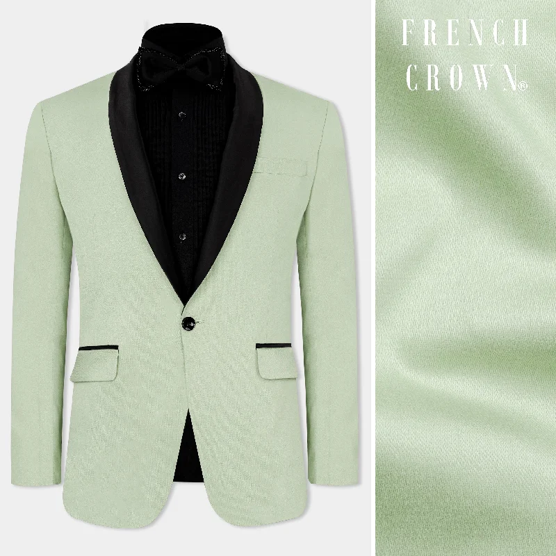 Coriander Green Premium Cotton Tuxedo Stretchable Traveler Blazer