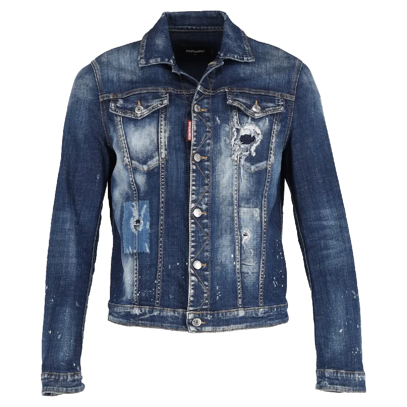 Dsquared2 Distressed Jacket in Blue Cotton Denim