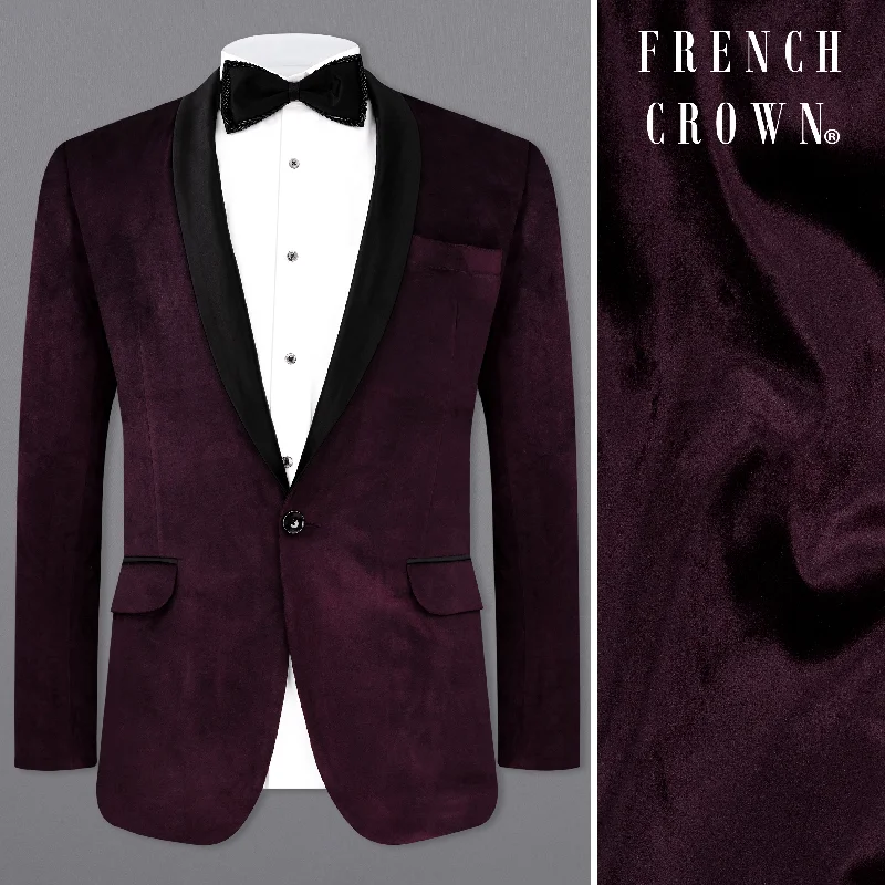 Eclipse Wine Velvet Tuxedo Blazer