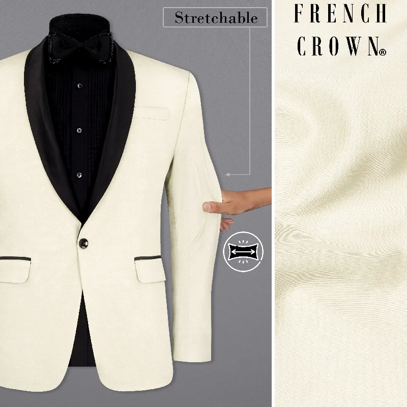 Merino Cream Tuxedo Premium Cotton Stretchable traveler Blazer