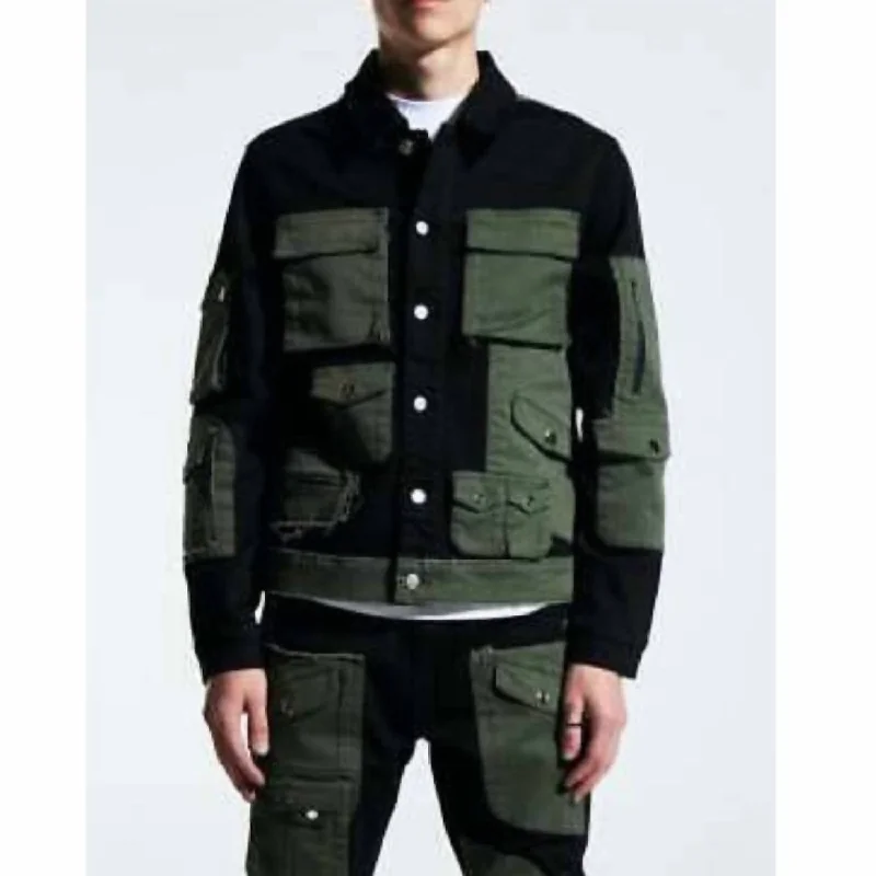 Operator Denim Jacket In Black/green