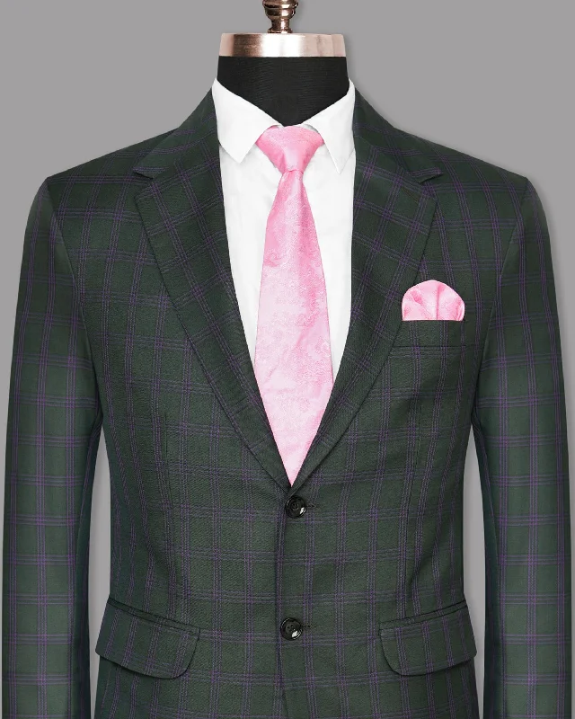 Phthalo Green Windowpane Wool Blend Blazer