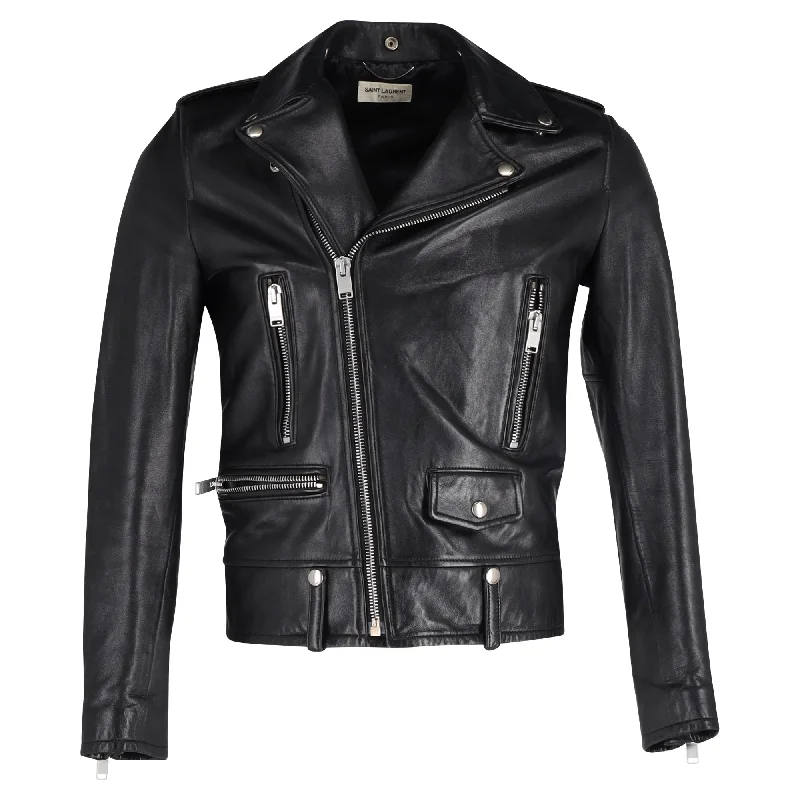 Saint Laurent Biker Jacket in Black Lambskin Leather