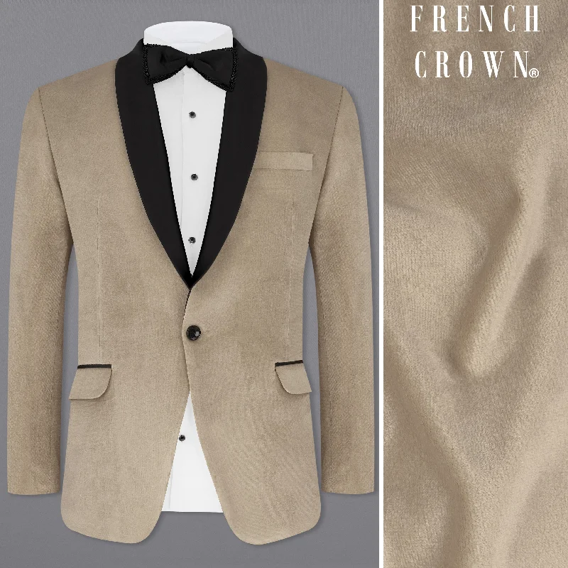 Sandrft Brown Velvet Tuxedo Designer Blazer