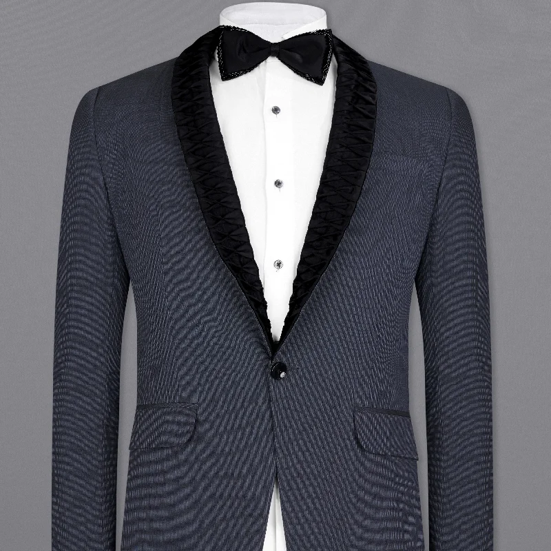 Shark Blue Textured Tuxedo Designer Blazer