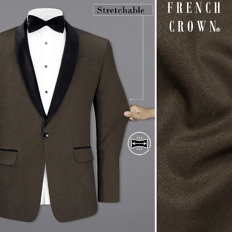 Walnut Brown Stretchable Premium Cotton Tuxedo traveler Blazer