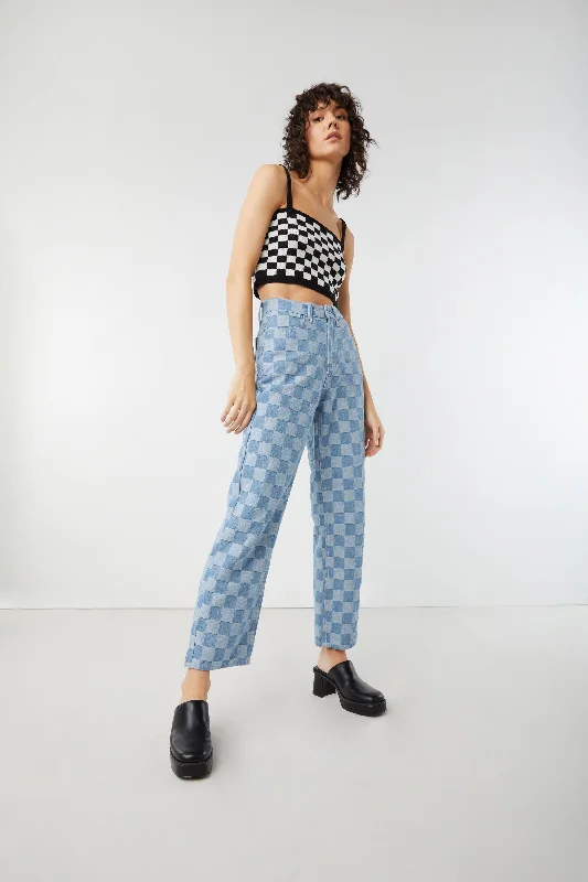 CHECKERED CROPPED TANK