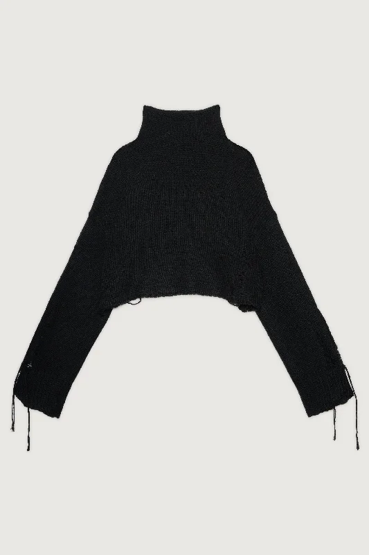 DISTRESSED TURTLENECK SWEATER