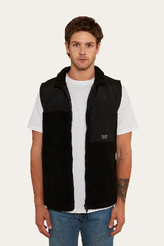 Hume Mens Zip Thru Vest - Black