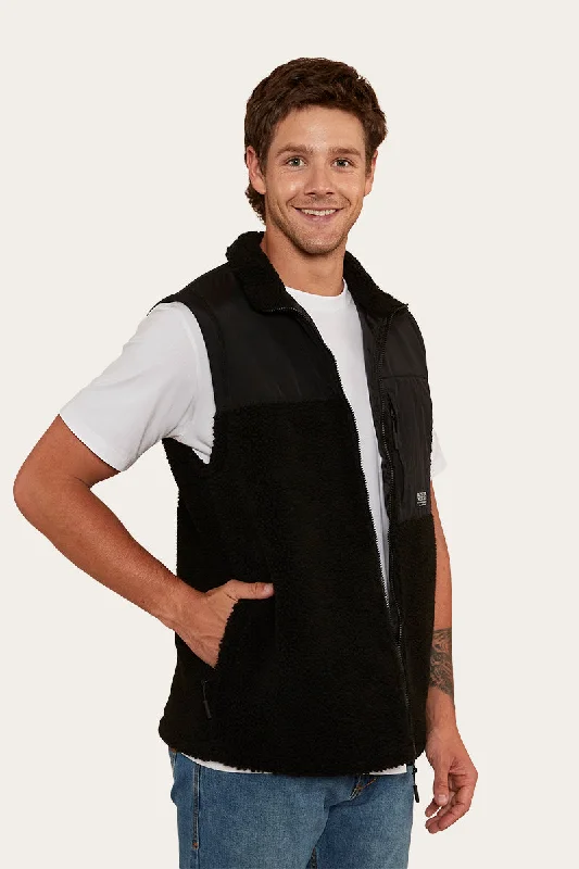 Hume Mens Zip Thru Vest - Black