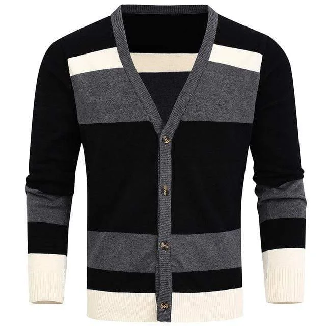 Men's Punk Stripes Double Color Cardigan