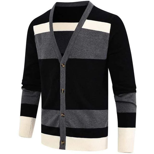 Men's Punk Stripes Double Color Cardigan