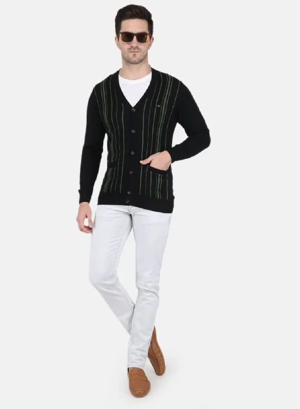 Men Black Printed Cardigan