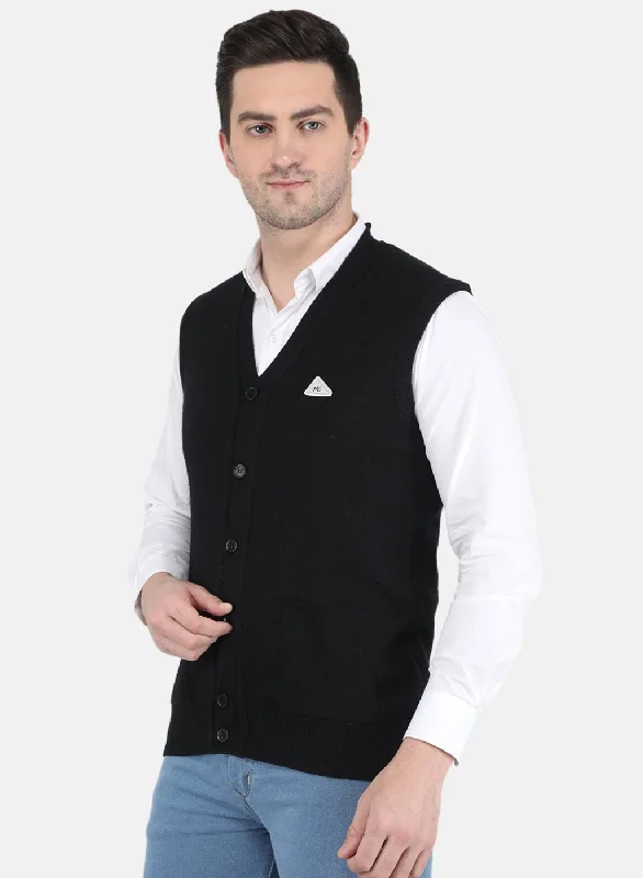 Men Black Solid Cardigan