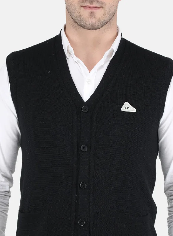 Men Black Solid Cardigan