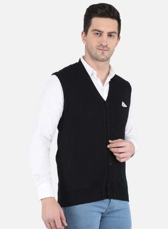 Men Black Solid Cardigan