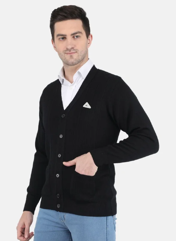 Men Black Solid Cardigan