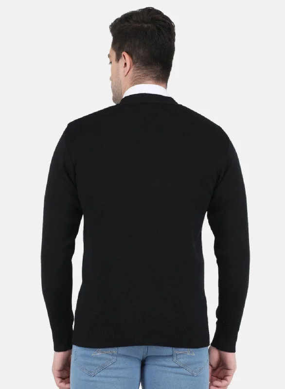 Men Black Solid Cardigan