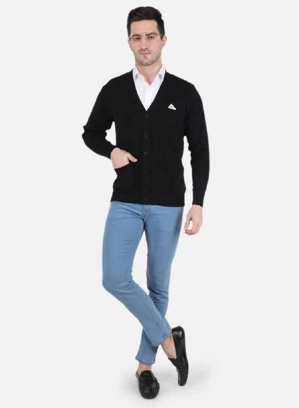 Men Black Solid Cardigan