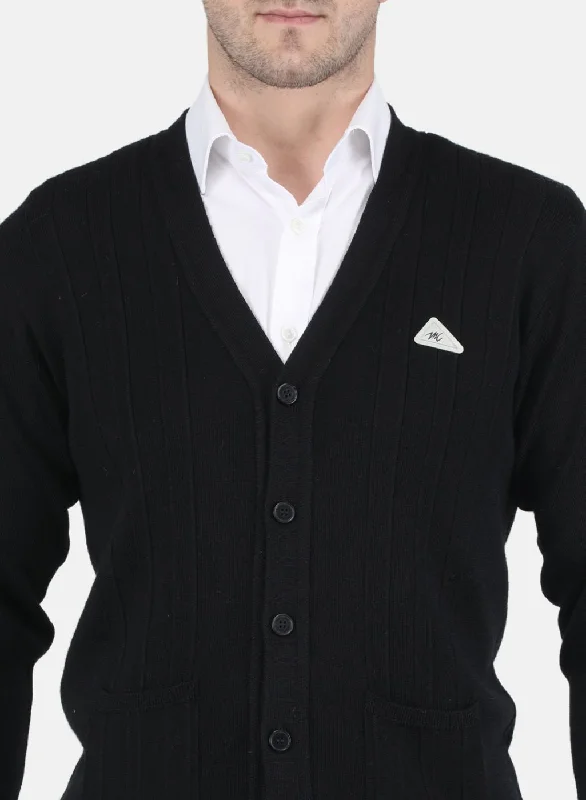 Men Black Solid Cardigan