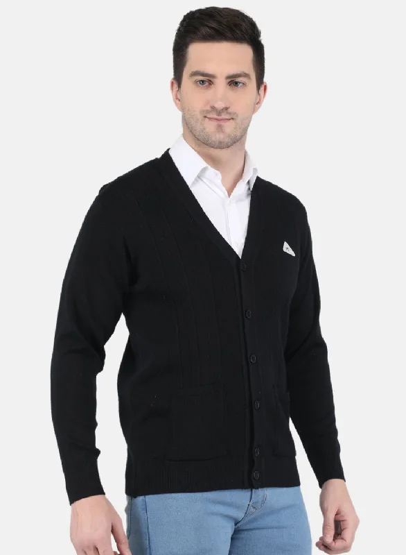 Men Black Solid Cardigan