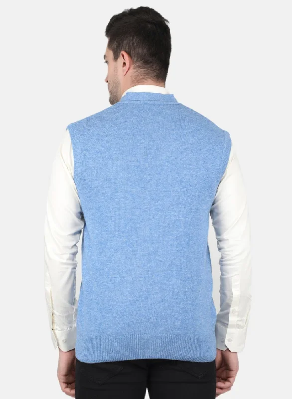 Men Blue Solid Cardigan