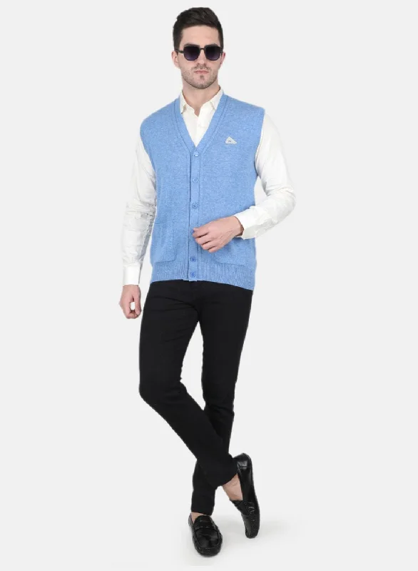 Men Blue Solid Cardigan