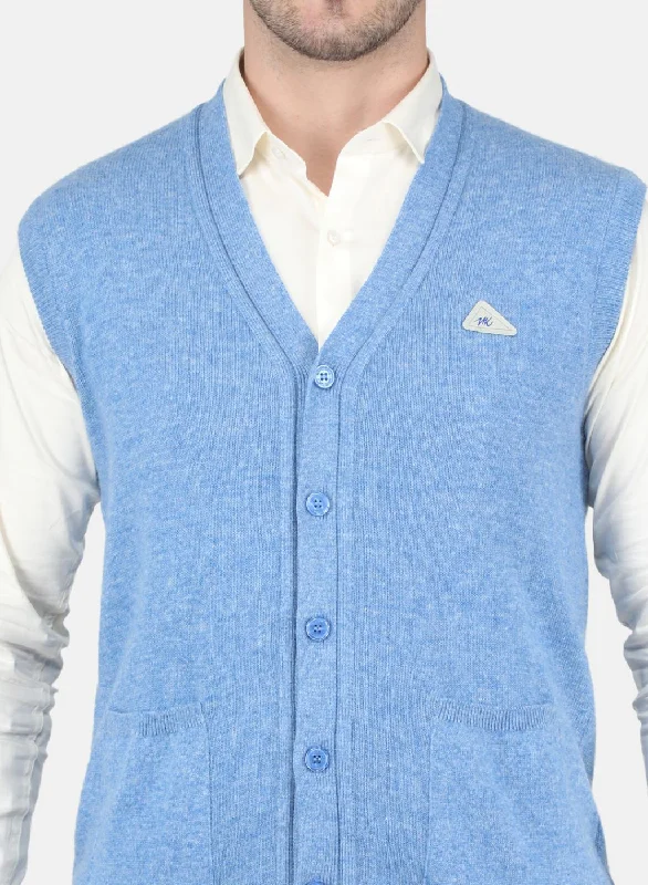 Men Blue Solid Cardigan