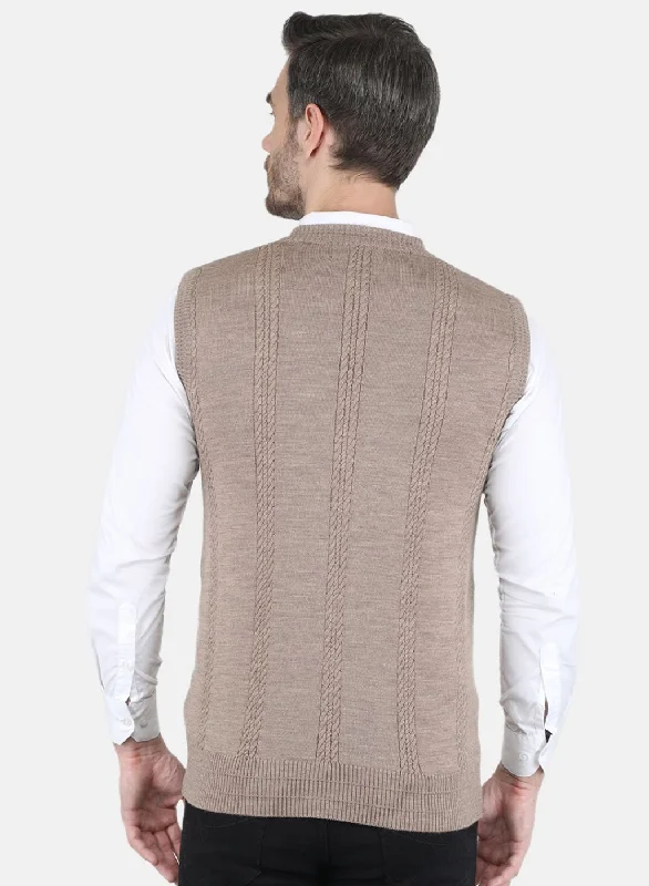 Men Brown Self design Cardigan