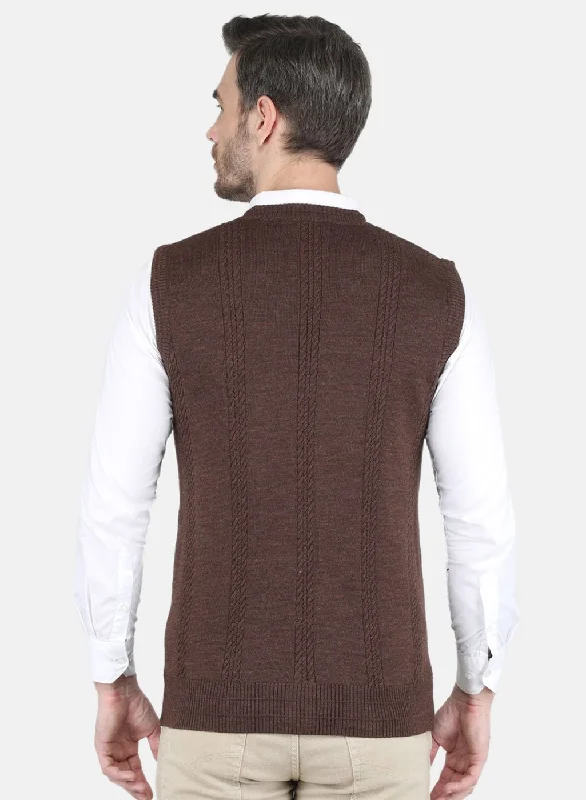 Men Brown Self design Cardigan