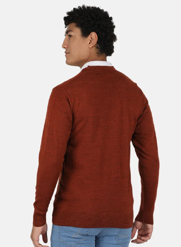 Men Brown Solid Cardigan