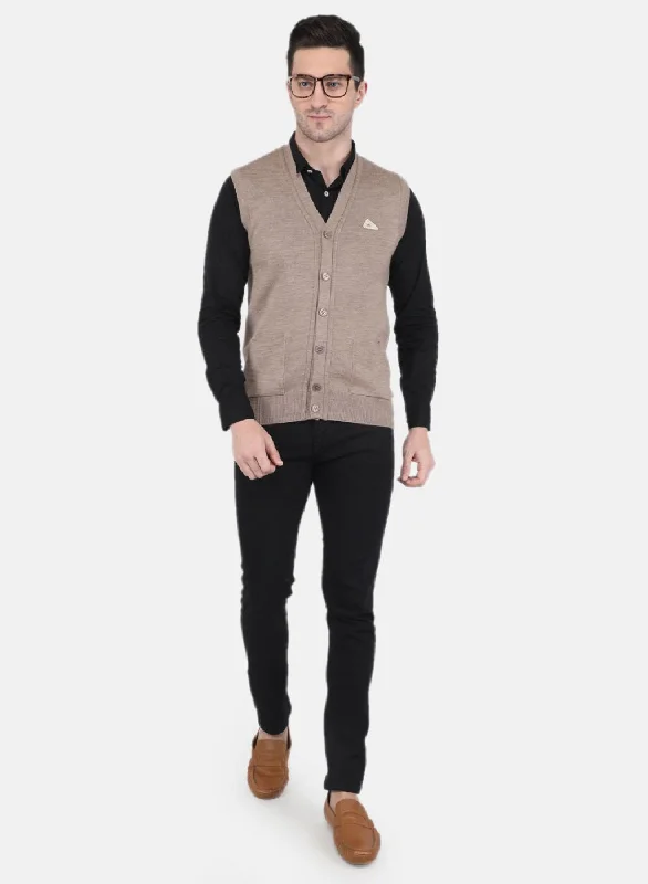 Men Brown Solid Cardigan