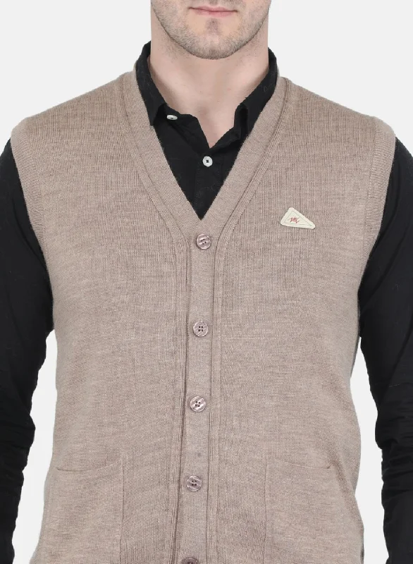 Men Brown Solid Cardigan