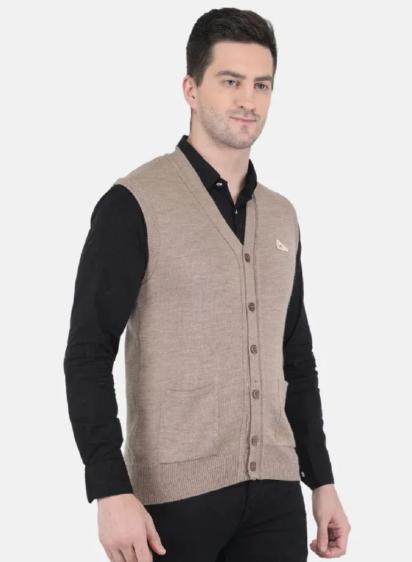 Men Brown Solid Cardigan