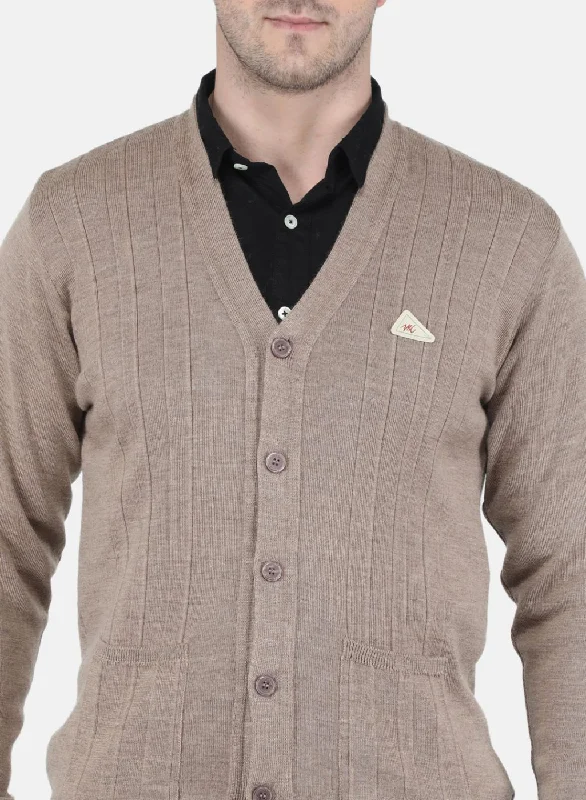 Men Brown Solid Cardigan