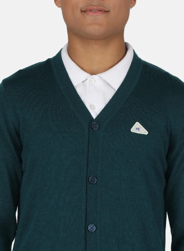 Men Green Solid Cardigan