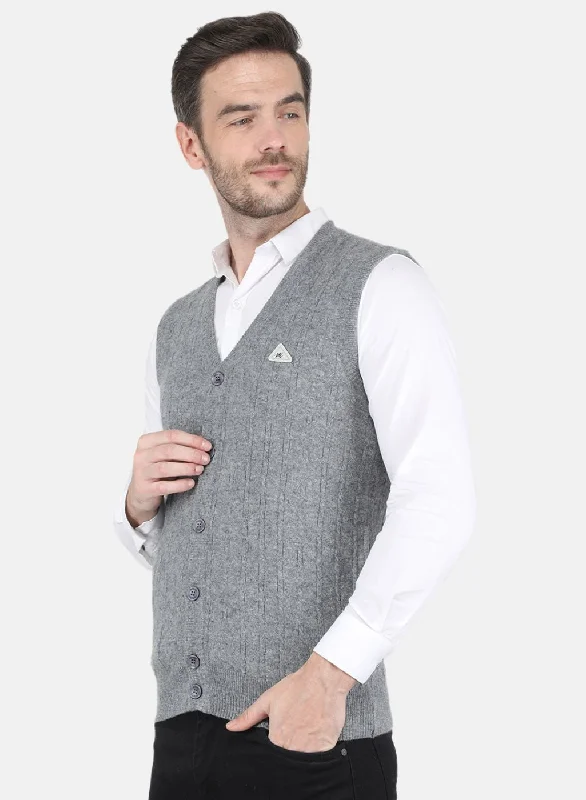 Men Grey Self design Cardigan